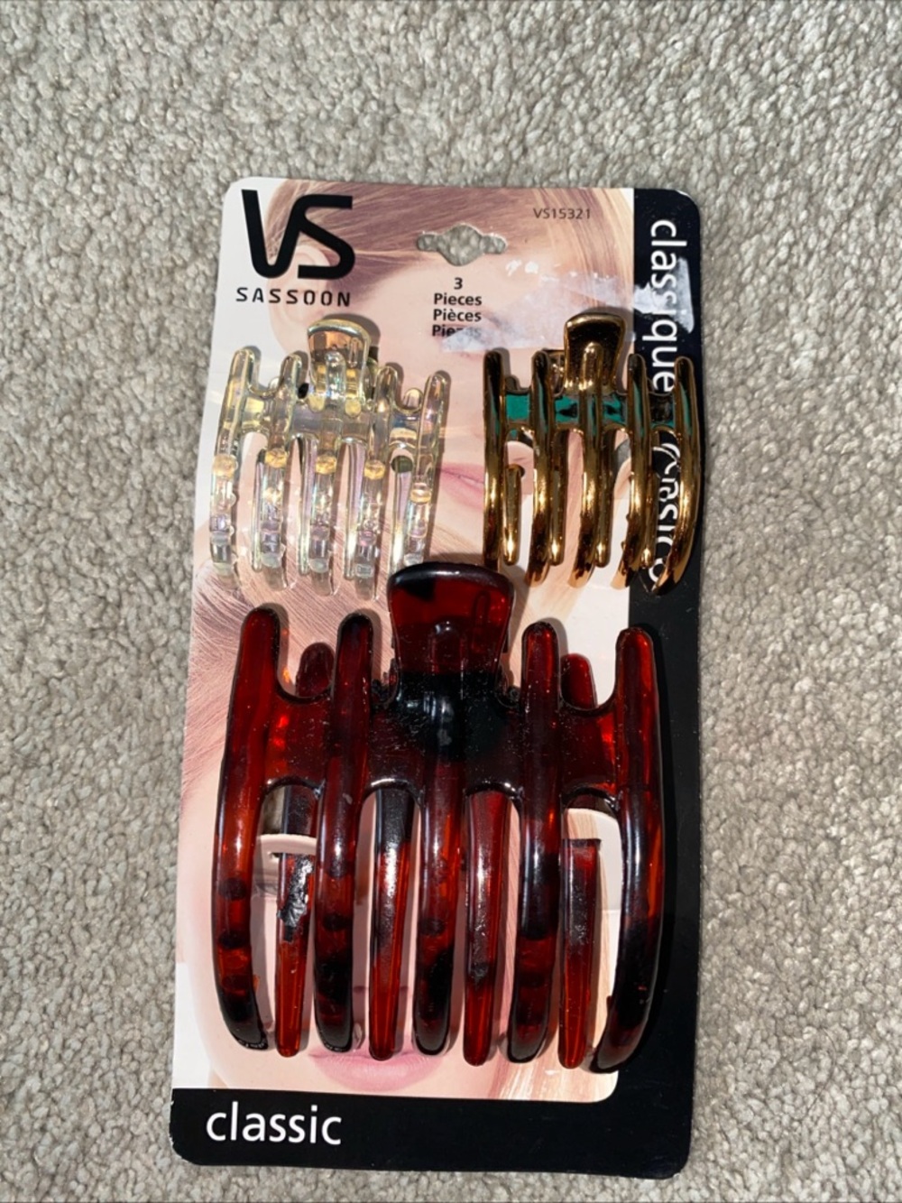 VTG Vidal Sassoon 2002  3 Pc Claw Clips VS15321 New vintage‎